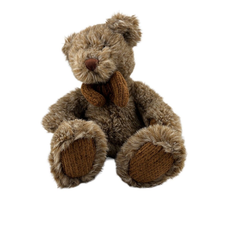Stuffed Animal/Plush 9 inch  Fuzzy Brown Bear with Knitted Bow No Tag
